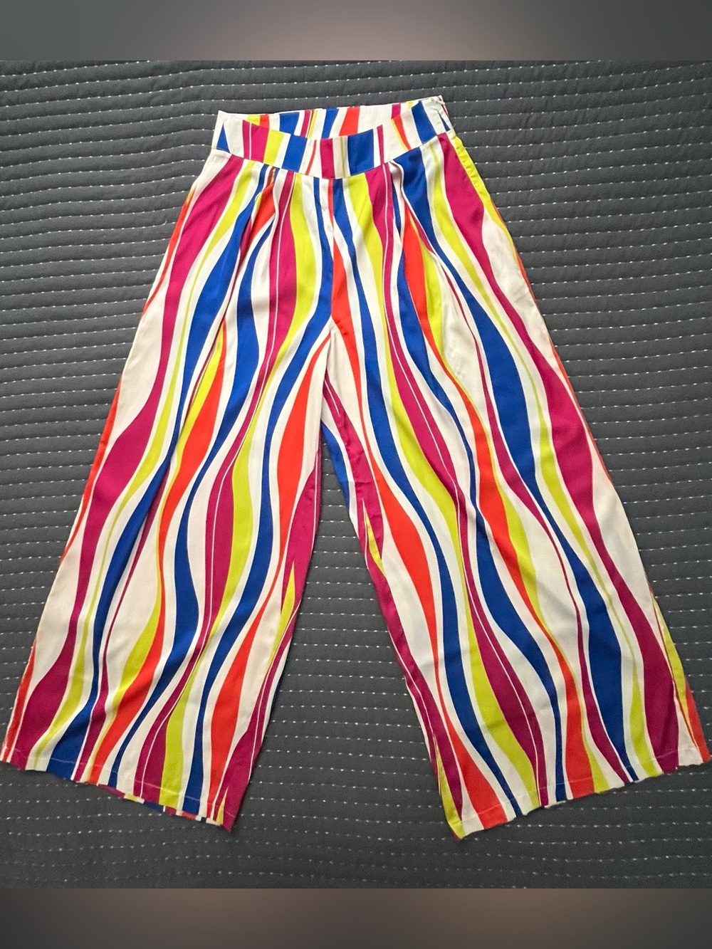 Steps New York multicolored striped wide leg pants, size S